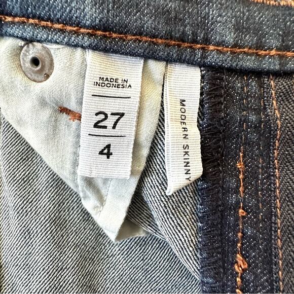 Loft Jeans Dark Wash Mid Rise Modern Skinny Fit Denim Jeans Size 4 - Picture 2 of 12